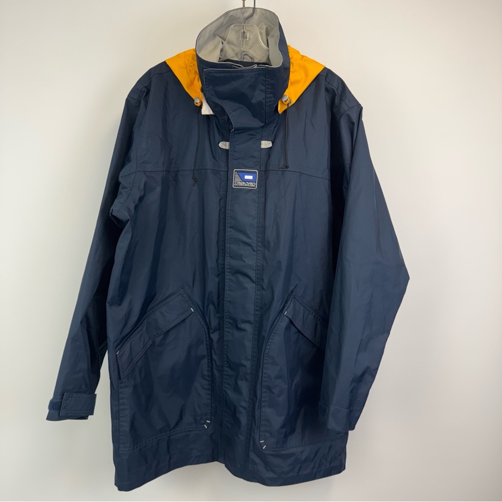 Tribord Designed For The Sea Sailing Parka Jacket Mens Size M Navy Blue/Yellow